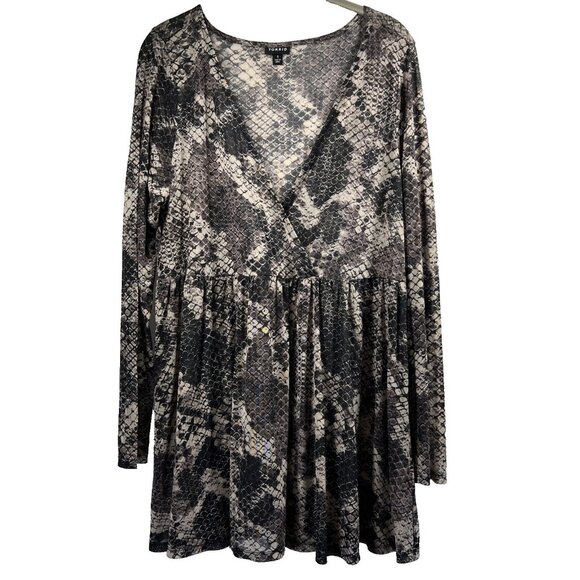 torrid Tops - Torrid Women's Topo Size 1X Snake Skin Mesh Babydoll Long Sleeve Stretch Brown